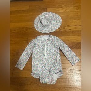 GAP Floral baby swimsuit with matching hat